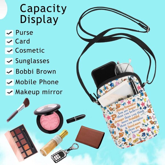 Bruce & Marlin & Crush Fish Crossbody Bag Cartoon Movie Merch Durable Canvas Wom - Picture 6 of 7